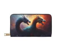 TZTTZT Magical Blue Dragon Duo Print - Cartera de piel para mujer, cartera plegable para múltiples tarjetas, cartera larga para mujer