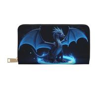 TZTTZT Magical Blue Dragon-E - Cartera de piel con estampado de dragón-E para mujer, cartera plegable para múltiples tarjetas, cartera larga para mujer