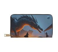 TZTTZT Magical Blue Dragon-G - Cartera de piel con estampado de dragón G para mujer, cartera plegable para múltiples tarjetas, cartera larga para mujer