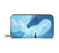 TZTTZT Magical Blue Dragon Print - Cartera de piel con estampado de dragón azul para mujer, cartera plegable para múltiples tarjetas, cartera larga para mujer