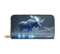 TZTTZT Magical Blue Moose-A - Cartera con estampado de alce para mujer, cartera de cuero plegable para múltiples tarjetas, cartera larga para mujer