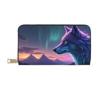 TZTTZT Magical Blue Wolf-A - Cartera de piel con estampado de lobo azul para mujer, cartera plegable para múltiples tarjetas, cartera larga para mujer