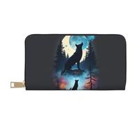 TZTTZT Magical Blue Wolf-F - Cartera de piel con estampado de lobo para mujer, cartera plegable para múltiples tarjetas, cartera larga para mujer