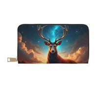 TZTTZT Magical Brown Deer-A - Cartera con estampado de ciervo marrón para mujer, cartera de cuero plegable para múltiples tarjetas, cartera larga para mujer