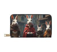 TZTTZT Magical Brown Rabbit Quartet - Cartera de piel con estampado de cuarteto para mujer, cartera plegable para múltiples tarjetas, cartera larga para mujer