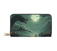 TZTTZT Magical Green Dragon-A - Cartera de piel con estampado de dragón verde para mujer, cartera plegable para múltiples tarjetas, cartera larga para mujer