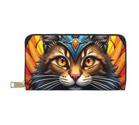 TZTTZT Magical Orange Cat-A - Cartera de piel con estampado de gato para mujer, cartera plegable para múltiples tarjetas, cartera larga para mujer