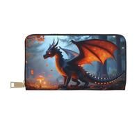 TZTTZT Magical Orange Dragon Print - Cartera de piel con estampado de dragón para mujer, cartera plegable para múltiples tarjetas, cartera larga para mujer