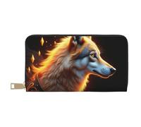 TZTTZT Magical Orange Wolf-A - Cartera de piel con estampado de lobo naranja para mujer, cartera plegable para múltiples tarjetas, cartera larga para mujer