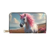 TZTTZT Magical Pink Horse-A - Cartera de piel con estampado de caballo rosa para mujer, cartera plegable para múltiples tarjetas, cartera larga para mujer