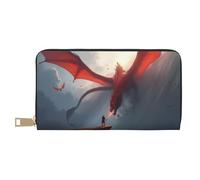 TZTTZT Magical Red Dragon-A - Cartera de piel con estampado de dragón rojo para mujer, cartera plegable para múltiples tarjetas, cartera larga para mujer