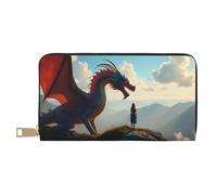 TZTTZT Magical Red Dragon-B - Cartera de piel con estampado de dragón-B para mujer, cartera plegable para múltiples tarjetas, cartera larga para mujer