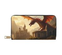 TZTTZT Magical Red Dragon-C - Cartera de piel con estampado de dragón-C para mujer, cartera plegable para múltiples tarjetas, cartera larga para mujer
