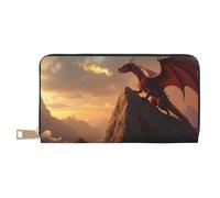 TZTTZT Magical Red Dragon-D - Cartera de piel con estampado de dragón-D para mujer, cartera plegable para múltiples tarjetas, cartera larga para mujer