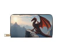 TZTTZT Magical Red Dragon-E - Cartera de piel con estampado de dragón-E para mujer, cartera plegable para múltiples tarjetas, cartera larga para mujer