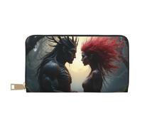 TZTTZT Magical Red Forest Lovers - Cartera de piel con estampado para mujer, cartera plegable para múltiples tarjetas, cartera larga para mujer