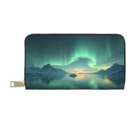 TZTTZT Magical Teal Aurora-A - Cartera con estampado para mujer, cartera de cuero plegable para múltiples tarjetas, cartera larga para mujer