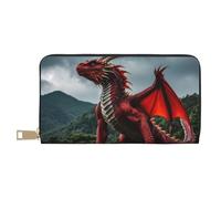 TZTTZT Majestic Red Dragon - Cartera de piel para mujer, plegable y multitarjeta, cartera larga para mujer