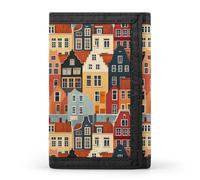 TZTTZT Modern House - Cartera con impresión para hombre, 8 tarjeteros, delgada, minimalista, bolsillo frontal, billetera plegable para hombre