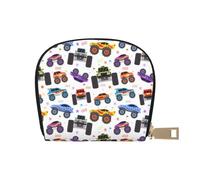 TZTTZT Monstruo de dibujos animados Trucks1 - Tarjetero de cuero para mujer, cartera para tarjetas de crédito, cartera para tarjetas