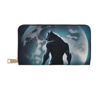 TZTTZT Moon Wolf Warrior - Cartera de piel para mujer, plegable y multitarjeta, cartera larga para mujer