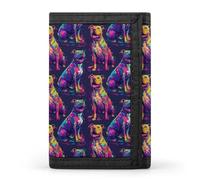 TZTTZT Neon Art Pitbull - Cartera para hombre, pequeña cartera plegable para hombre, 8 tarjeteros, bolsillo frontal minimalista delgado