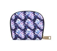 TZTTZT - Soporte para tarjetas de crédito con diseño de calavera y cielo estrellado azul para mujer, portafolios de piel para tarjetas de crédito
