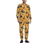 TZTTZT Western Cowboys - Conjunto de pijama para hombre, diseño de toros de equitación, suave, ropa de descanso, ropa de dormir para hombre con bolsillos, Varios colores, XL
