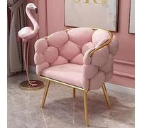 TzUfa - Silla auxiliar de terciopelo, chaise longue para dormitorio con patas de metal dorado, silla de burbujas de lujo ligera, elegante silla acolchada cómoda, rosa