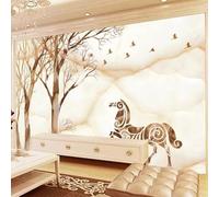 Tzxztt Abstracto Animales Caballos Pájaros Árboles Imitación Mármol Moderno Papel Pintado 3D Seda Texturizada Primera Calidad Neutros Material Ideal Para SalóN Dormitorio-400cm×280cm