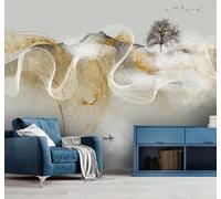 Tzxztt Abstracto Dibujo A Mano Líneas Paisaje Paisajes Papel Pintado 3D Seda Texturizada Primera Calidad Neutros Material Ideal Para SalóN Dormitorio-300cm×210cm