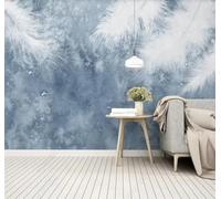 Tzxztt Abstracto Lavado De Tinta Azul Pluma Blanca Papel Pintado 3D Seda Texturizada Primera Calidad Neutros Material Ideal Para SalóN Dormitorio-430cm×300cm