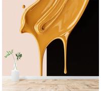 Tzxztt Abstracto Negro Amarillo Líquido Que Fluye Arte Papel Pintado 3D Seda Texturizada Primera Calidad Neutros Material Ideal Para SalóN Dormitorio-200cm×140cm