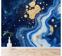 Tzxztt Abstracto Olas Azules Textura De Pan De Oro Arte Líquido Papel Pintado 3D Seda Texturizada Primera Calidad Neutros Material Ideal Para SalóN Dormitorio-250cm×170cm