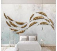 Tzxztt Abstracto Personal Arte Dorado Espigas De Trigo Papel Pintado 3D Seda Texturizada Primera Calidad Neutros Material Ideal Para SalóN Dormitorio-430cm×300cm
