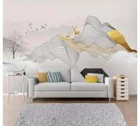 Tzxztt Abstracto Tinta China Trazos Paisajes Atmósfera Alces Papel Pintado 3D Seda Texturizada Primera Calidad Neutros Material Ideal Para SalóN Dormitorio-250cm×170cm
