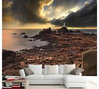 Tzxztt Amanecer Estética Fantasía Costa Faro Paisaje Papel Pintado 3D Seda Texturizada Primera Calidad Neutros Material Ideal Para SalóN Dormitorio-400cm×280cm