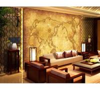 Tzxztt Arte Creativo Con Mapa Mundial Vintage Dorado Papel Pintado 3D Seda Texturizada Primera Calidad Neutros Material Ideal Para SalóN Dormitorio-300cm×210cm