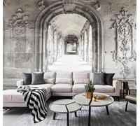 Tzxztt Arte De Expansión Espacial En Pasillos De Arquitectura Retro Papel Pintado 3D Seda Texturizada Primera Calidad Neutros Material Ideal Para SalóN Dormitorio-250cm×170cm