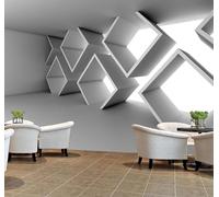 Tzxztt Arte Espacial Expansivo Con Arquitectura Geométrica Tridimensional Papel Pintado 3D Seda Texturizada Primera Calidad Neutros Material Ideal Para SalóN Dormitorio-300cm×210cm