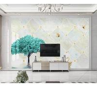 Tzxztt Azul Árboles Cisne Mariposa Efecto Mármol Papel Pintado 3D Seda Texturizada Primera Calidad Neutros Material Ideal Para SalóN Dormitorio-430cm×300cm