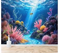 Tzxztt Azul Mundo Submarino Arrecife De Coral Peces Tropicales Luz Marina Papel Pintado 3D Seda Texturizada Primera Calidad Neutros Material Ideal Para SalóN Dormitorio-400cm×280cm