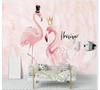 Tzxztt Bello Acogedor Rosa Pareja Flamencos Papel Pintado 3D Seda Texturizada Primera Calidad Neutros Material Ideal Para SalóN Dormitorio-150cm×105cm