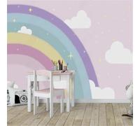 Tzxztt Cálido Y Hermoso Arco Iris De Nubes De Color Rosa Papel Pintado 3D Seda Texturizada Primera Calidad Neutros Material Ideal Para SalóN Dormitorio-350cm×256cm