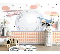 Tzxztt Cartoon Aviones Estrellas Nubes Planeta Moderno Papel Pintado 3D Seda Texturizada Primera Calidad Neutros Material Ideal Para SalóN Dormitorio-200cm×140cm