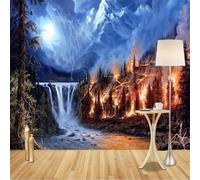 Tzxztt Cascada Creativa En El Bosque Iceberg Y Luz Solar Papel Pintado 3D Seda Texturizada Primera Calidad Neutros Material Ideal Para SalóN Dormitorio-200cm×140cm