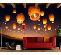 Tzxztt Cielo Nocturno Hermoso Y Romántico Linternas Voladoras Ladera Papel Pintado 3D Seda Texturizada Primera Calidad Neutros Material Ideal Para SalóN Dormitorio-430cm×300cm