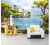 Tzxztt Cimas De Montañas Arquitectura Lagos Plantas Flores Papel Pintado 3D Seda Texturizada Primera Calidad Neutros Material Ideal Para SalóN Dormitorio-430cm×300cm