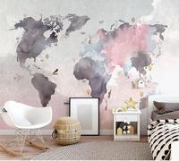 Tzxztt Colorido Creativo Mapa Del Mundo Avión Animales Papel Pintado 3D Seda Texturizada Primera Calidad Neutros Material Ideal Para SalóN Dormitorio-300cm×210cm