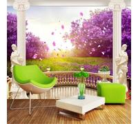 Tzxztt Columnas Romanas Relieve Figuras Morado Bosque Papel Pintado 3D Seda Texturizada Primera Calidad Neutros Material Ideal Para SalóN Dormitorio-430cm×300cm